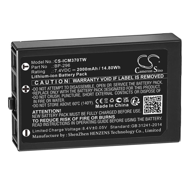 7.4v, Li-ion, 2000mah , Battery Fits Icom Ic-m37, Ic-m37e, 14.80wh Two-Way Radio Cameron Sino Technology Limited   