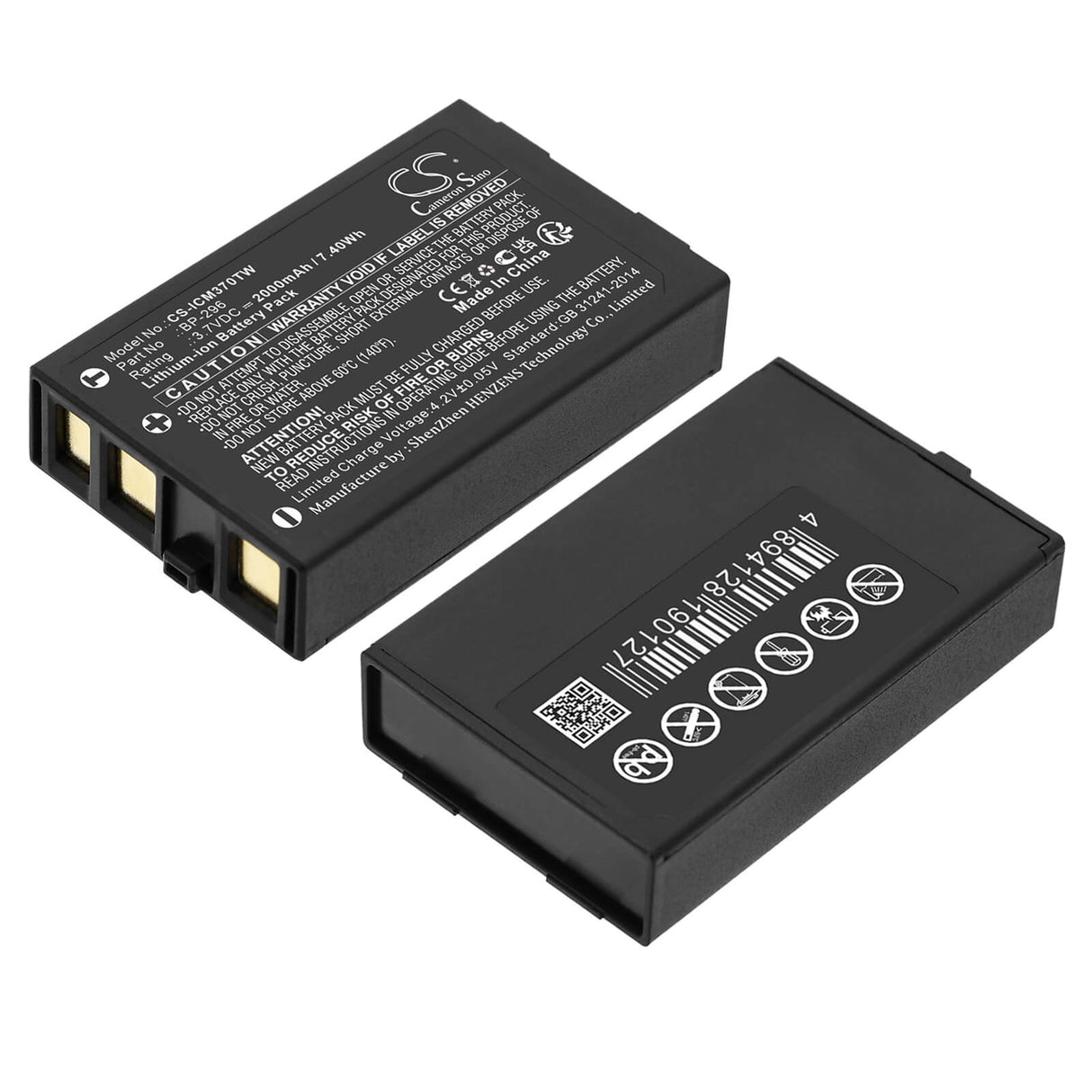 7.4v, Li-ion, 2000mah , Battery Fits Icom Ic-m37, Ic-m37e, 14.80wh Two-Way Radio Cameron Sino Technology Limited   