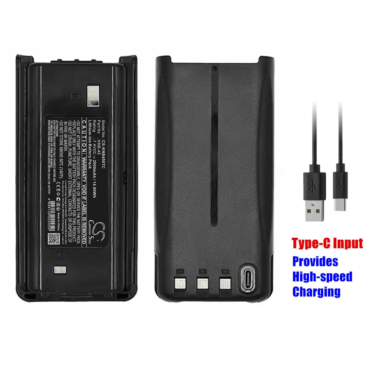 7.4V, Li-ion, 2000mAh, Battery fits Kenwood, Nx240, Nx248, 14.80Wh Two-Way Radio Cameron Sino Technology Limited   