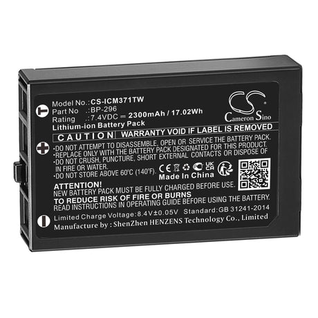 7.4v, Li-ion, 2300mah , Battery Fits Icom Ic-m37, Ic-m37e, 17.02wh Two-Way Radio Cameron Sino Technology Limited   