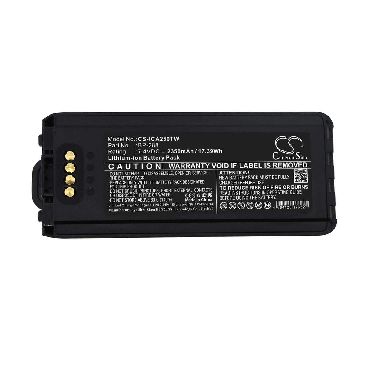 7.4v, Li-ion, 2350mah, Battery Fits Icom, Ic-a25, Ic-a25ce, 17.39wh Two-Way Radio Cameron Sino Technology Limited   