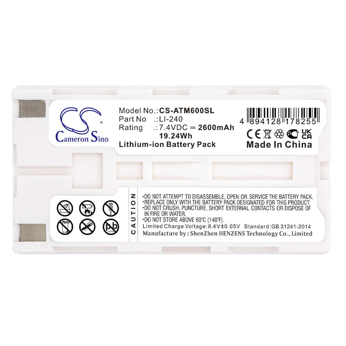 7.4v, Li-ion, 2600mah, Battery Fits Audio-technica, Atcs-m60, Atuc-irdu, 19.24wh Cordless Phone Cameron Sino Technology Limited   