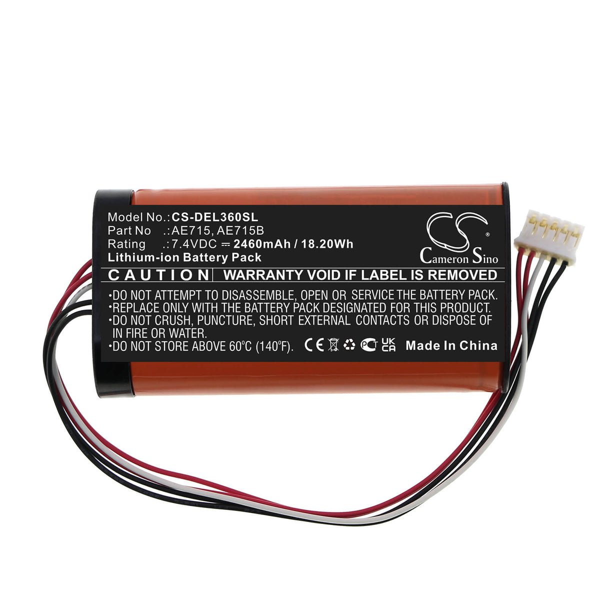 7.4v, Li-ion, 2600mah, Battery Fits Dell, Wireless 360 Speaker, 19.24wh Speaker Cameron Sino Technology Limited   