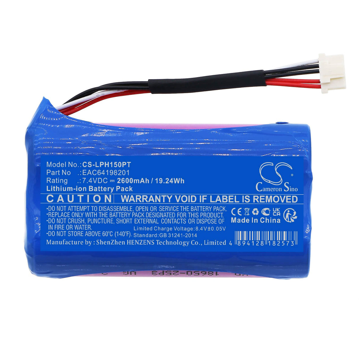 7.4v, Li-ion, 2600mah, Battery Fits Lg, Ph150, Ph150g, 19.24wh Projector Cameron Sino Technology Limited   