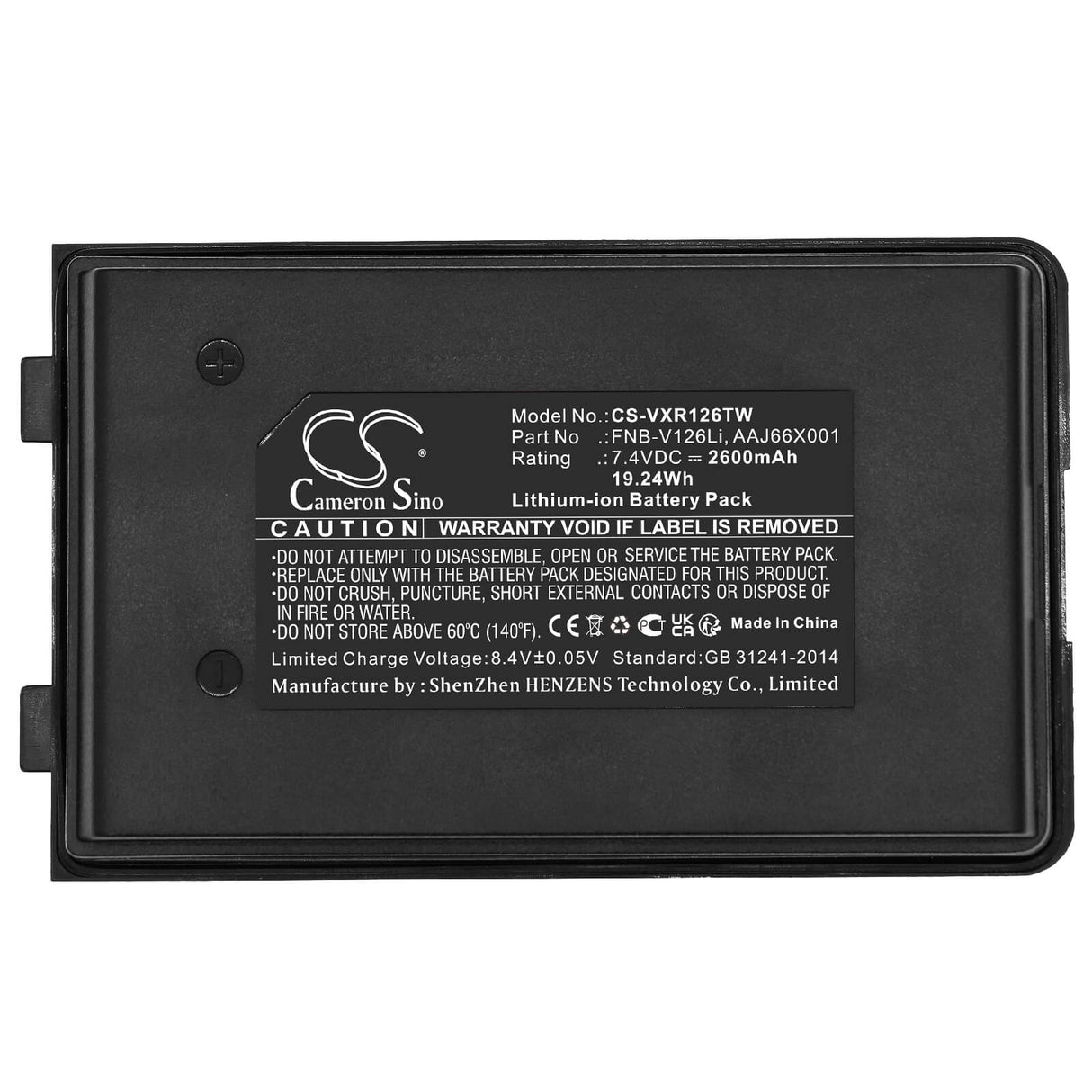 7.4v, Li-ion, 2600mah, Battery Fits Vertex Standard, 0 Vx-a200, Vx-110, 19.24wh Two-Way Radio Cameron Sino Technology Limited   