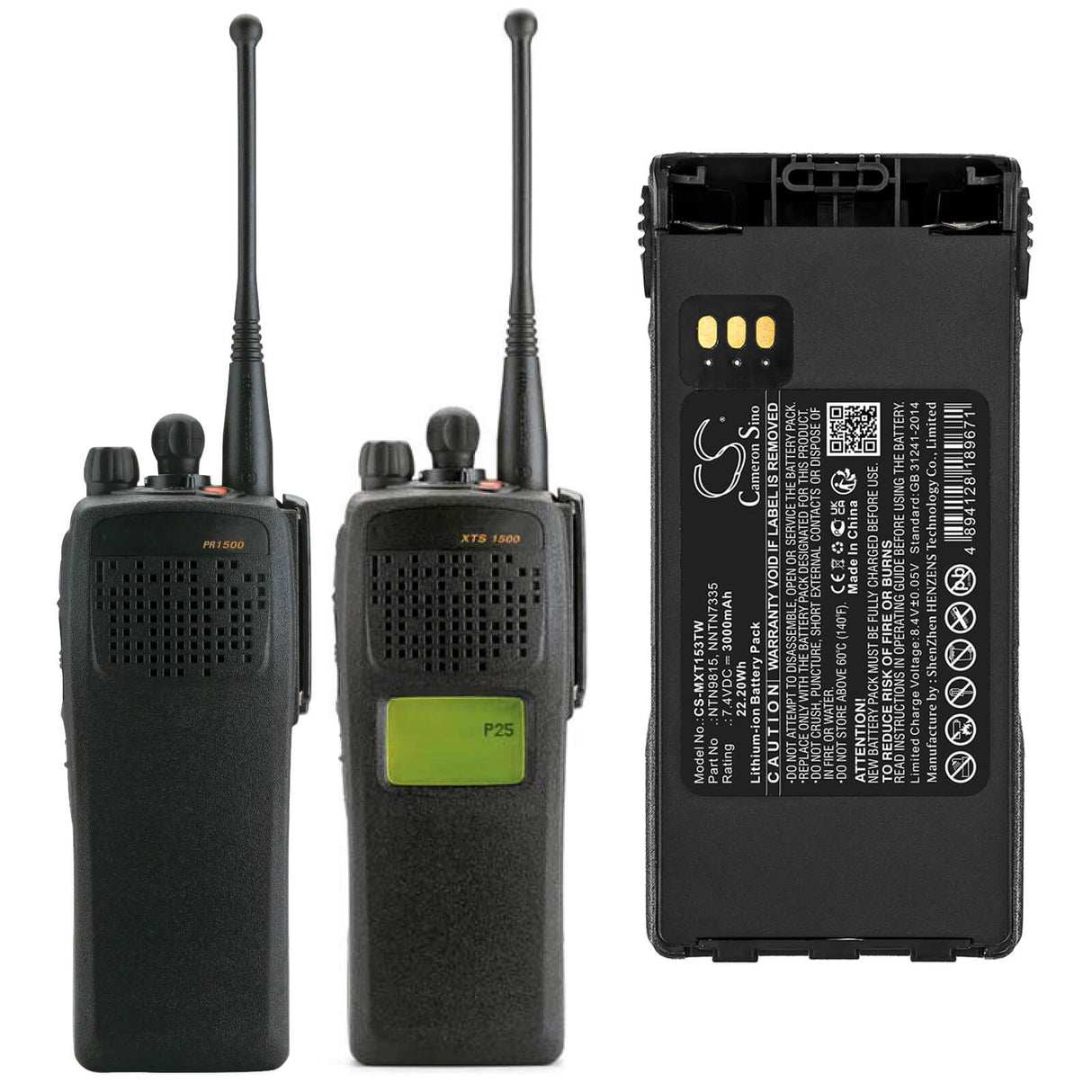 7.4v, Li-ion, 3000mah, Battery Fits Motorola, Mt1500, Nt1500, 22.20wh Two-Way Radio Cameron Sino Technology Limited   