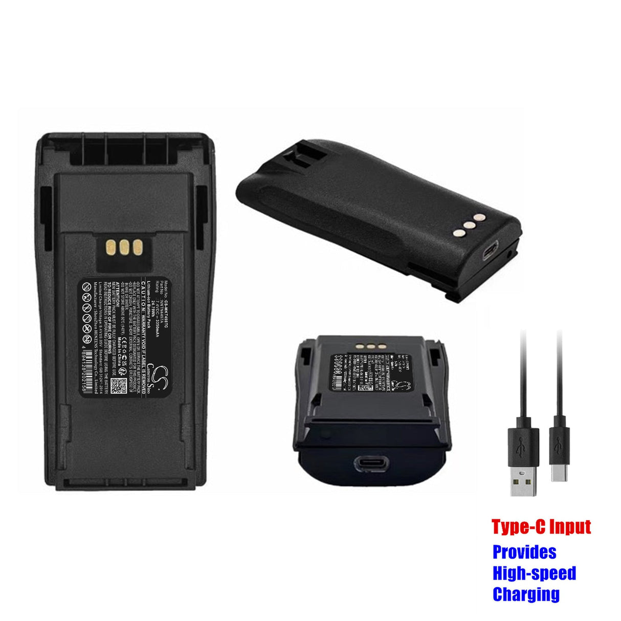 7.4V, Li-ion, 3350mAh, Battery with USB-C Charge port, fits Motorola, Cp040, Cp140, 24.79Wh Two-Way Radio Cameron Sino Technology Limited   