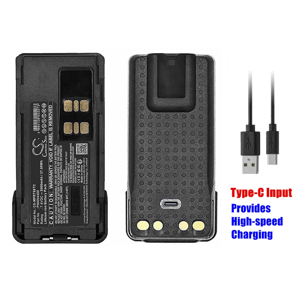 7.4V, Li-ion, 5000mAh, Battery with USB-C Charge port, fits Motorola, Apx2000, Apx3000, 37.00Wh Two-Way Radio Cameron Sino Technology Limited   