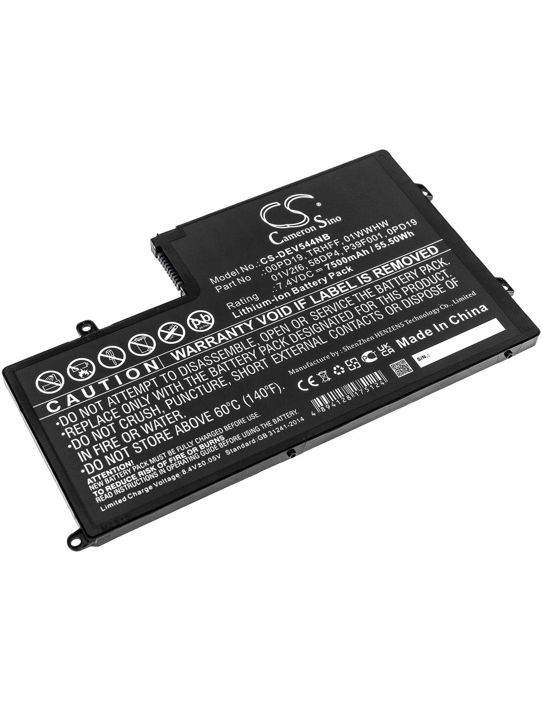 7.4v, Li-ion, 7500mah, Battery Fits Dell, Dl011307-prr13g01, Ins14md-1328r, 55.50wh Batteries for Electronics Cameron Sino Technology Limited   