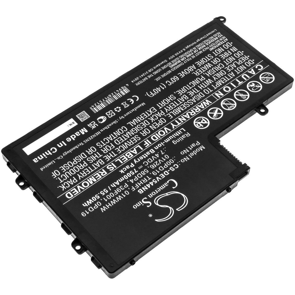 7.4v, Li-ion, 7500mah, Battery Fits Dell, Dl011307-prr13g01, Ins14md-1328r, 55.50wh Batteries for Electronics Cameron Sino Technology Limited   