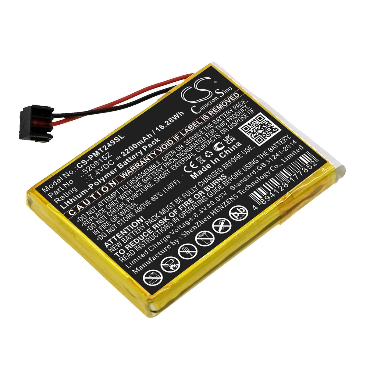 7.4v, Li-polymer, 2200mah, Battery Fits Pentair, 4249a, Intellitouch, 16.28wh Smart Home Cameron Sino Technology Limited   