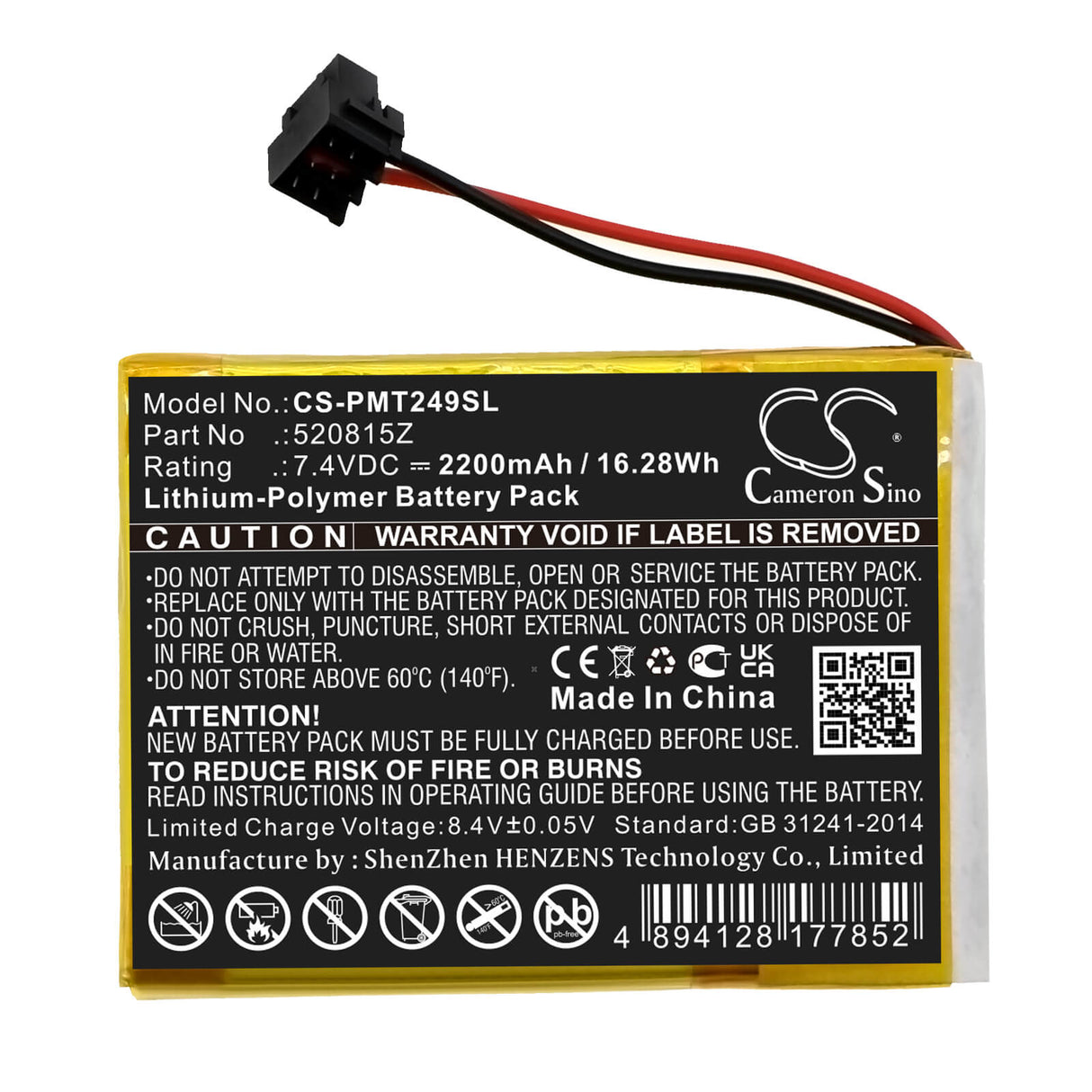 7.4v, Li-polymer, 2200mah, Battery Fits Pentair, 4249a, Intellitouch, 16.28wh Smart Home Cameron Sino Technology Limited   