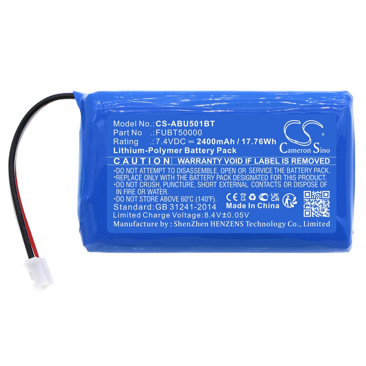 7.4v, Li-polymer, 2400mah, Alarm Battery Fits Abus, Fuaa50000, Fuaa50010, 17.76wh Alarm System Cameron Sino Technology Limited   