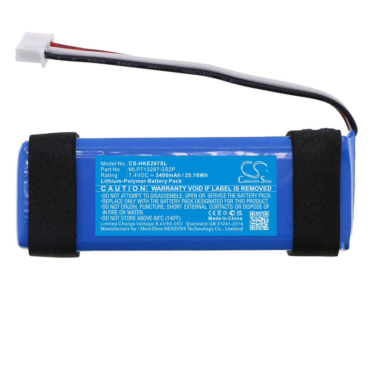 7.4v, Li-polymer, 3400mah, Battery Fits Harman/kardon, Esquire, 25.16wh Speaker Cameron Sino Technology Limited   