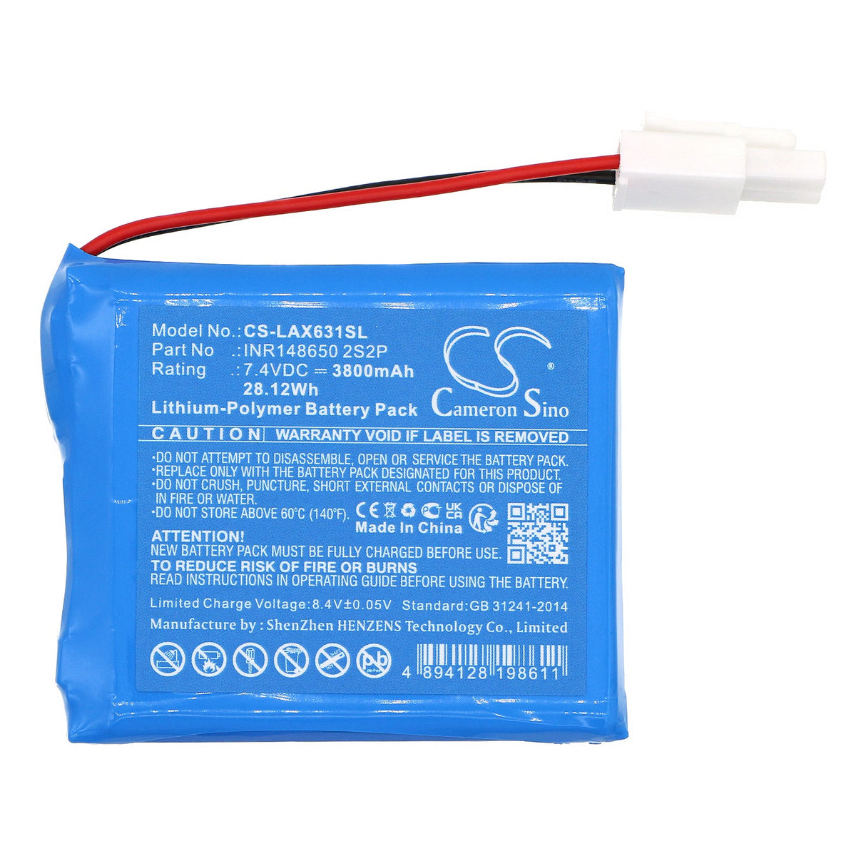 7.4V, Li-Polymer, 3800mAh, Diagnostics battery fits Launch, X631, X631+, 28.12Wh Diagnostic Scanner Cameron Sino Technology Limited   