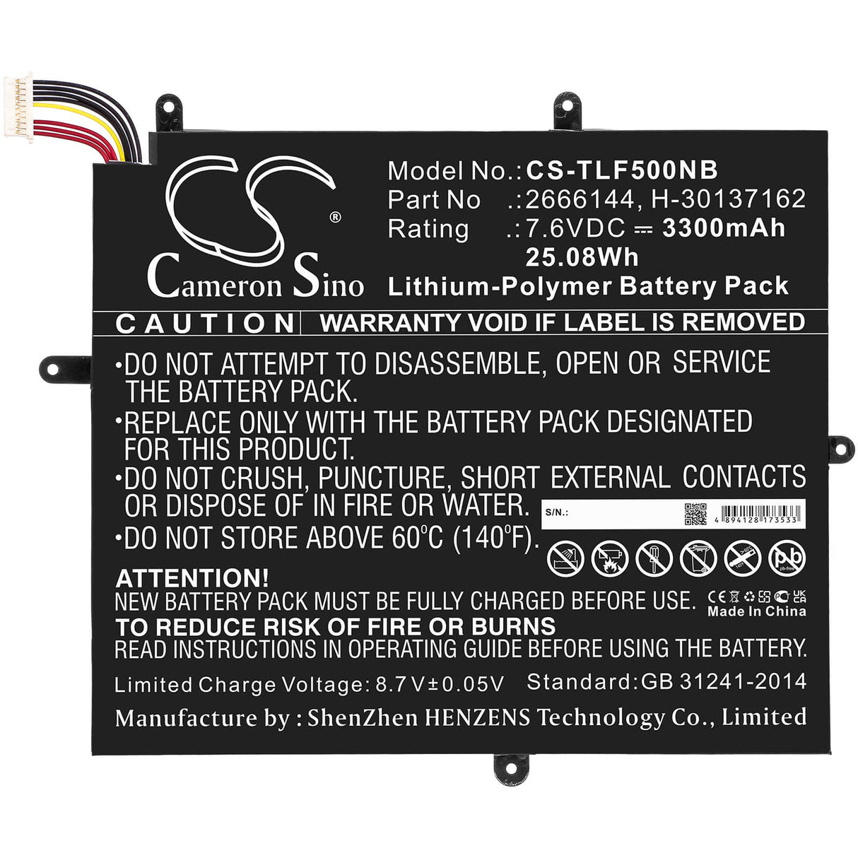 7.6v, 3300mah, Li-polymer Battery Fit's Jumper, Ezbook X1, 25.08wh Notebook, Laptop Cameron Sino Technology Limited   