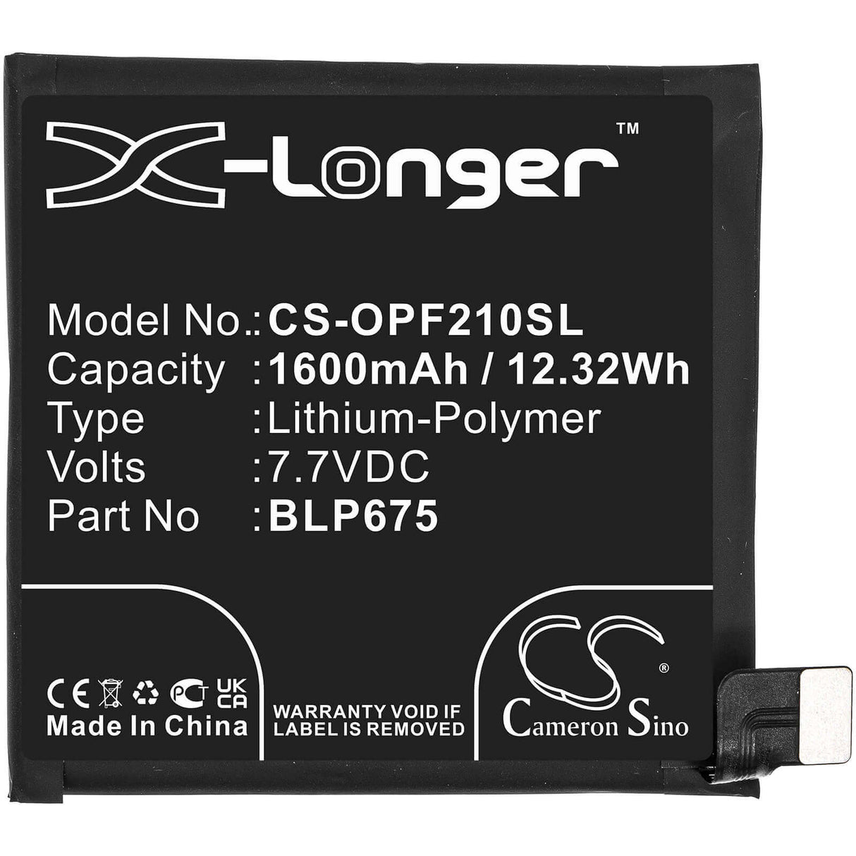 7.7v, Li-polymer, 3400mah, Battery Fit's Oppo, Cph1871, Cph1875, Find X Automobili Lamborghini, 26.18wh Mobile, SmartPhone Cameron Sino Technology Limited   