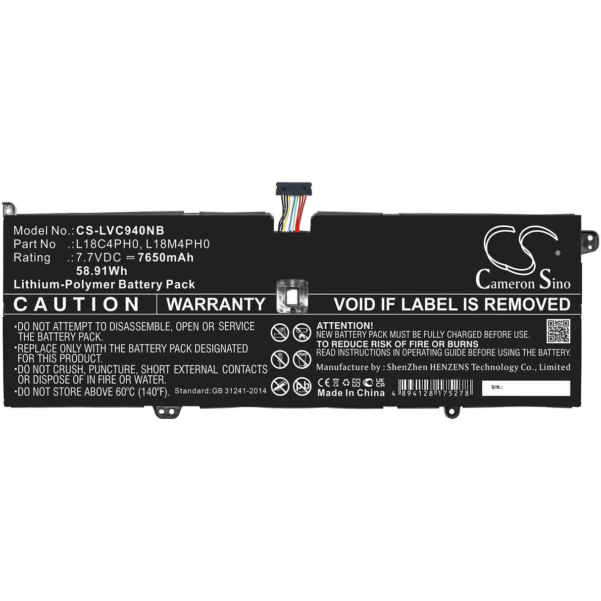 7.7v, Li-polymer, 7650mah, Battery Fits Lenovo, Yoga C940 Sp/a, Yoga C940-14iil, 58.91wh Notebook, Laptop Cameron Sino Technology Limited   