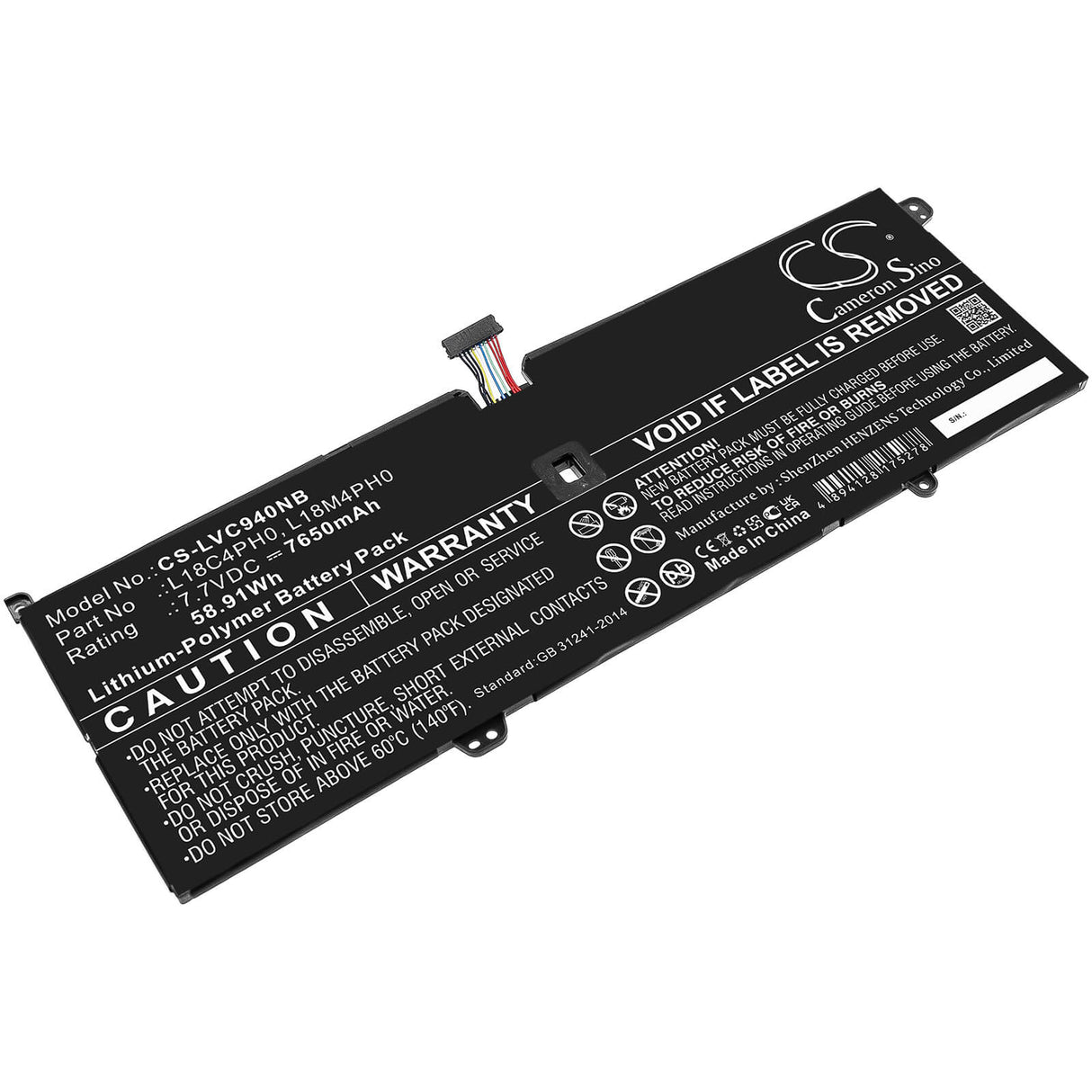 7.7v, Li-polymer, 7650mah, Battery Fits Lenovo, Yoga C940 Sp/a, Yoga C940-14iil, 58.91wh Notebook, Laptop Cameron Sino Technology Limited   