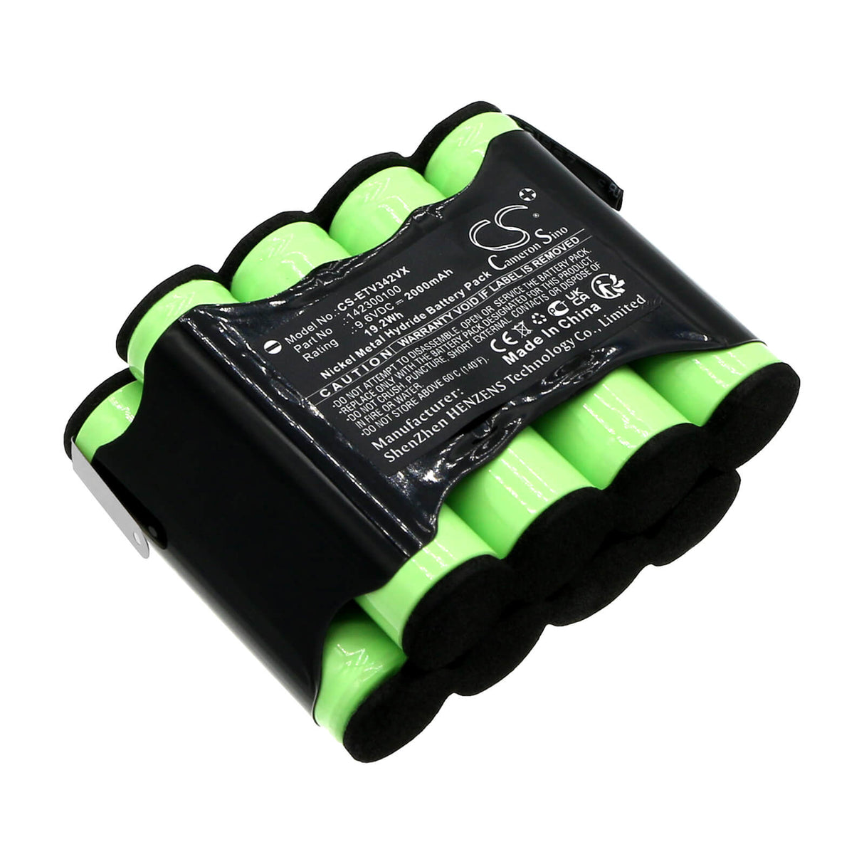 9.6V, Ni-MH, 2000mAh, Battery fits Eta, 1423 900000, 1423 Verto Ii, 19.2Wh Vacuum Cameron Sino Technology Limited   