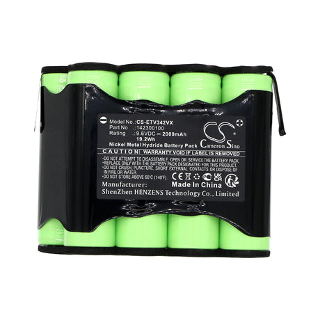 9.6V, Ni-MH, 2000mAh, Battery fits Eta, 1423 900000, 1423 Verto Ii, 19.2Wh Vacuum Cameron Sino Technology Limited   