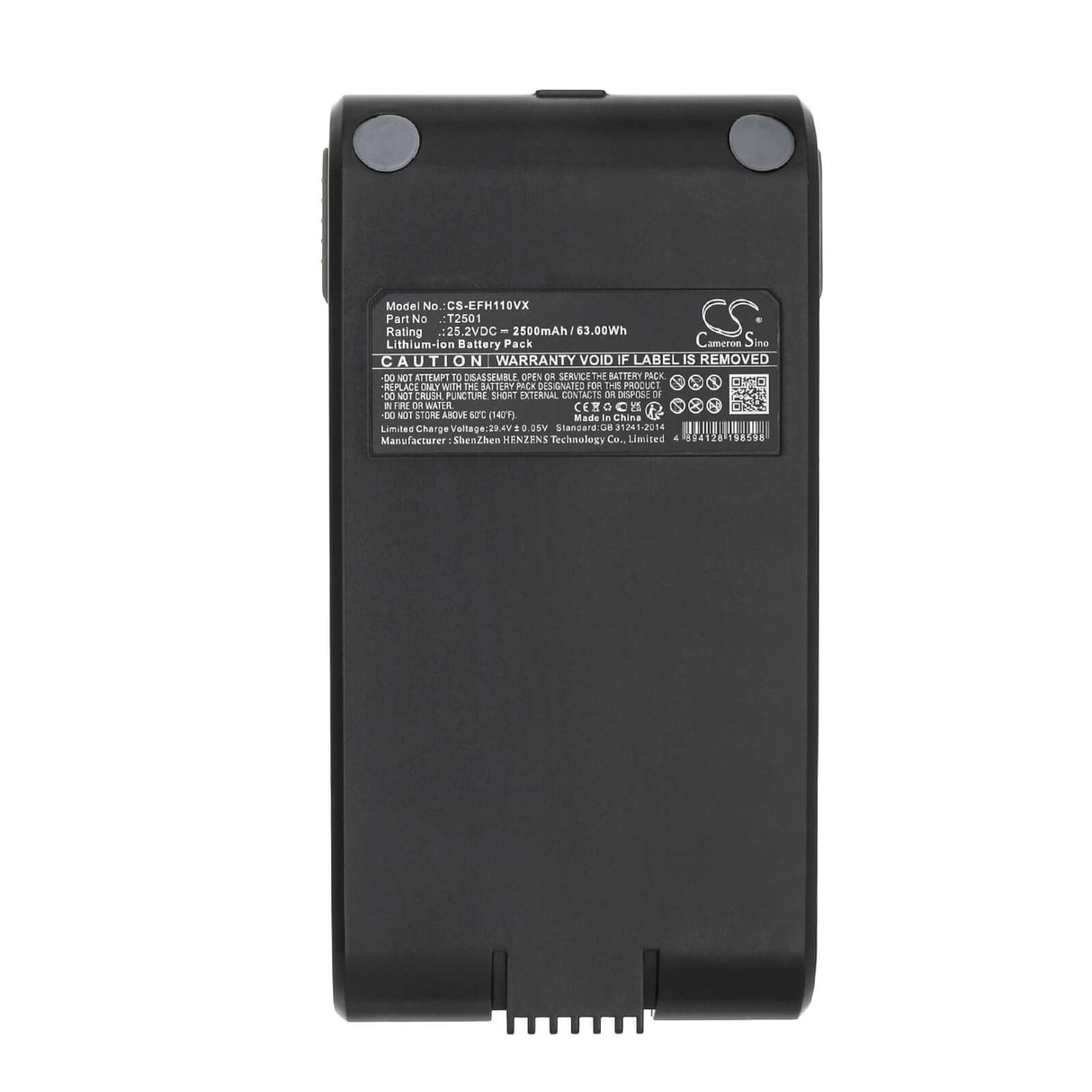 25.2V, Li-ion, 2500mAh, Battery fits Eufy, Homevac S11 Go, Homevac S11 Infinity, 63.00Wh Vacuum Cameron Sino Technology Limited