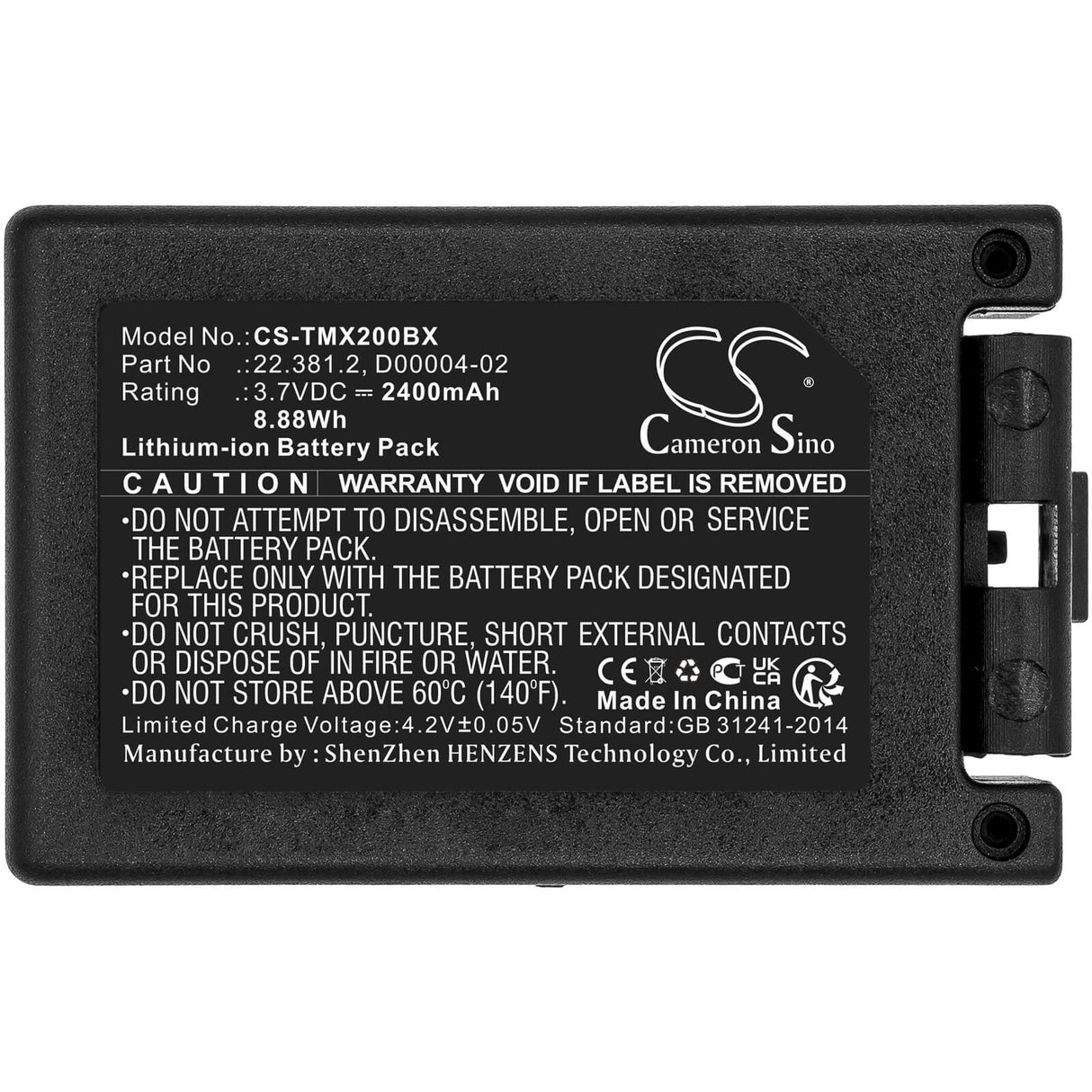 Crane Battery For Teleradio, Tg-txmnl, Transmitter Tele Radio Tg-txmnl 3.7v, 2400mah - 8.88wh Crane Remote Control Cameron Sino Technology Limited   