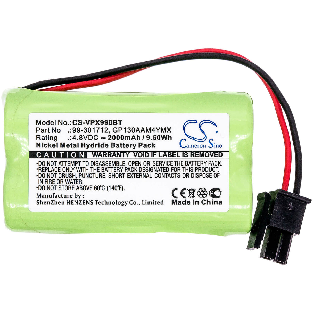 Ni-MH, Alarm Battery For Visonic, Powermaster 10, Powermax Express 4.8v, 2000mah - 9.60wh Alarm System Cameron Sino Technology Limited   