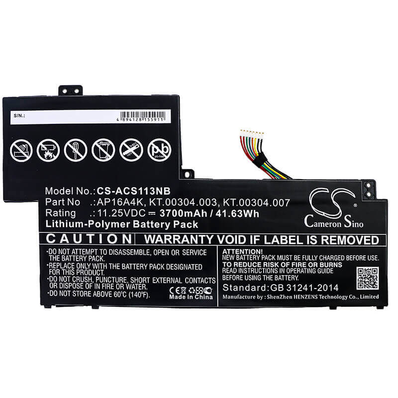 Battery For Acer, Aspire One Cloudbook 11 Ao1-132, Aspire One Cloudbook 11 Ao1-132-c0ql, Aspire One Cloudbook 11 Ao1-132-c129 11 Notebook, Laptop Cameron Sino Technology Limited   