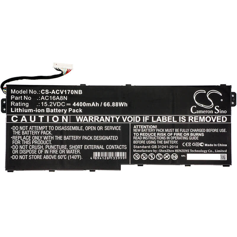 Battery For Acer Aspire V17 Nitro, Vn7-793g, Ac16a8n 15.2v, 4400mah - 66.88wh Notebook, Laptop Cameron Sino Technology Limited   