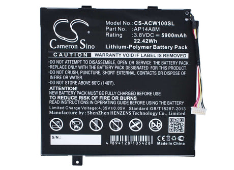 Battery For Acer Aspiree Switch 10, Iconia Tab 10 A3-a20, A3-a20fhd 3.8v, 5900mah - 22.42wh Tablet Cameron Sino Technology Limited   