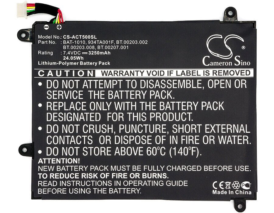 Battery For Acer Iconia A500, Iconia Tablet A500, Iconia A500-10s32 7.4v, 3250mah - 24.05wh Batteries for Electronics Cameron Sino Technology Limited (Suspended)   