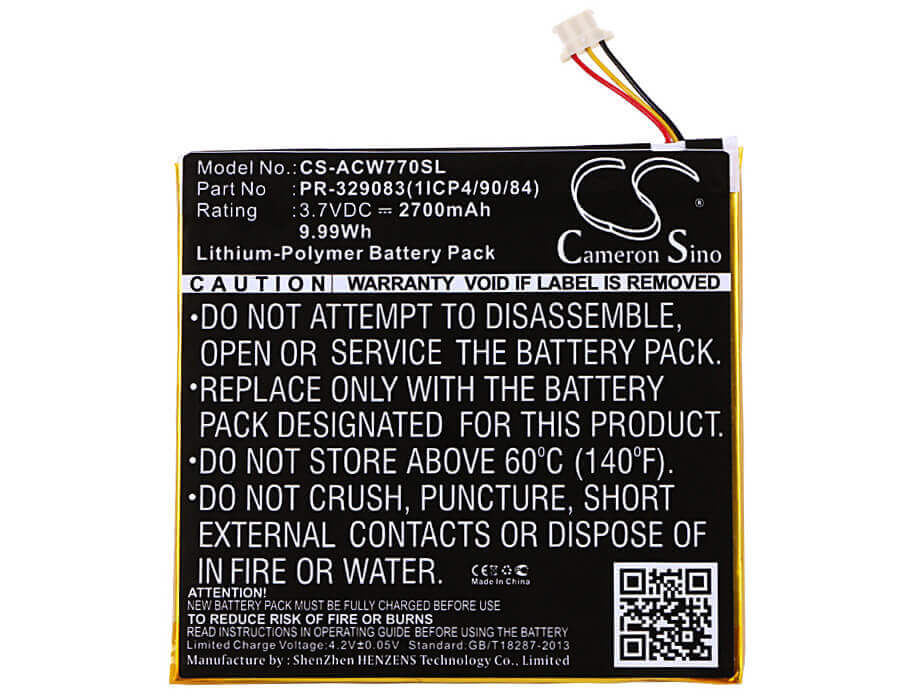 Battery For Acer Iconia One 7 B1-770 3.7v, 2700mah - 9.99wh Tablet Cameron Sino Technology Limited   