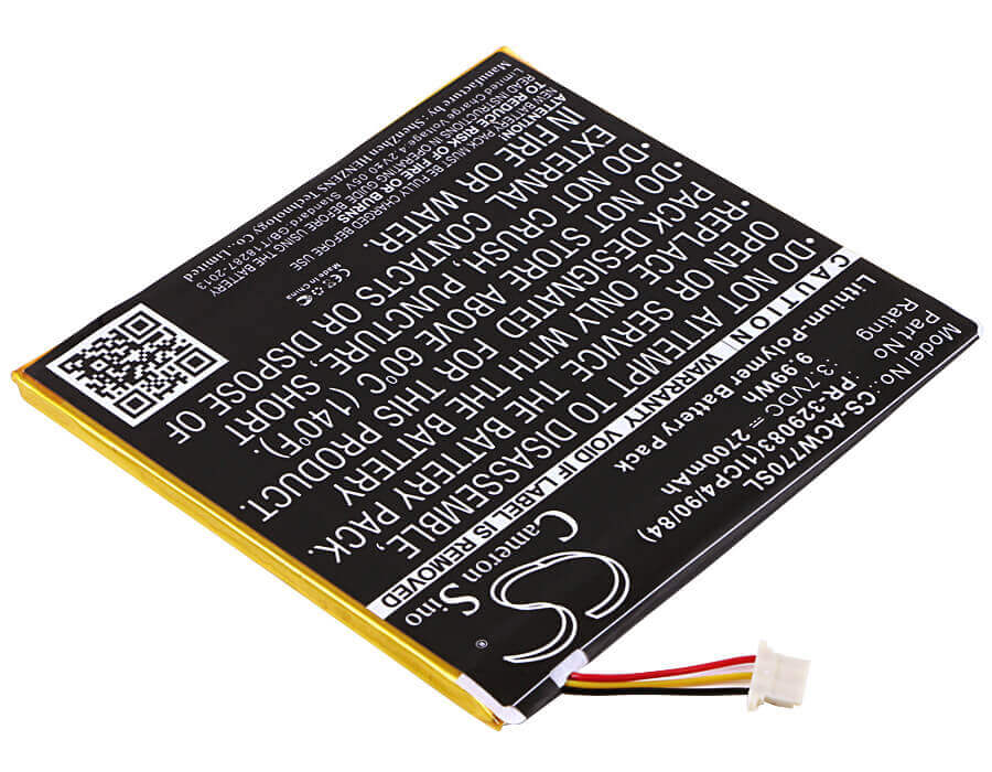 Battery For Acer Iconia One 7 B1-770 3.7v, 2700mah - 9.99wh Tablet Cameron Sino Technology Limited   