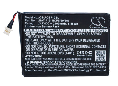 Battery For Acer Iconia Tab B1, Iconia Tab B1-710, Iconia B1-a71 3.7v, 2400mah - 8.88wh Tablet Cameron Sino Technology Limited   