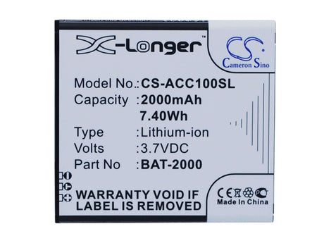 Battery For Acer Liquid C1 3.7v, 2000mah - 7.40wh Mobile, SmartPhone Cameron Sino Technology Limited   