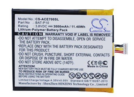 Battery For Acer Liquid E700, Liquid E700 Triple, E39 3.8v, 3000mah - 11.40wh Batteries for Electronics Cameron Sino Technology Limited   