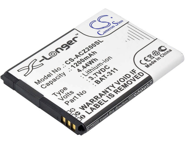 Battery For Acer Liquid Z200, Z200, Liquid M220 3.7v, 1200mah - 5.18wh Mobile, SmartPhone Cameron Sino Technology Limited   