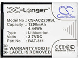 Battery For Acer Liquid Z200, Z200, Liquid M220 3.7v, 1200mah - 5.18wh Mobile, SmartPhone Cameron Sino Technology Limited   