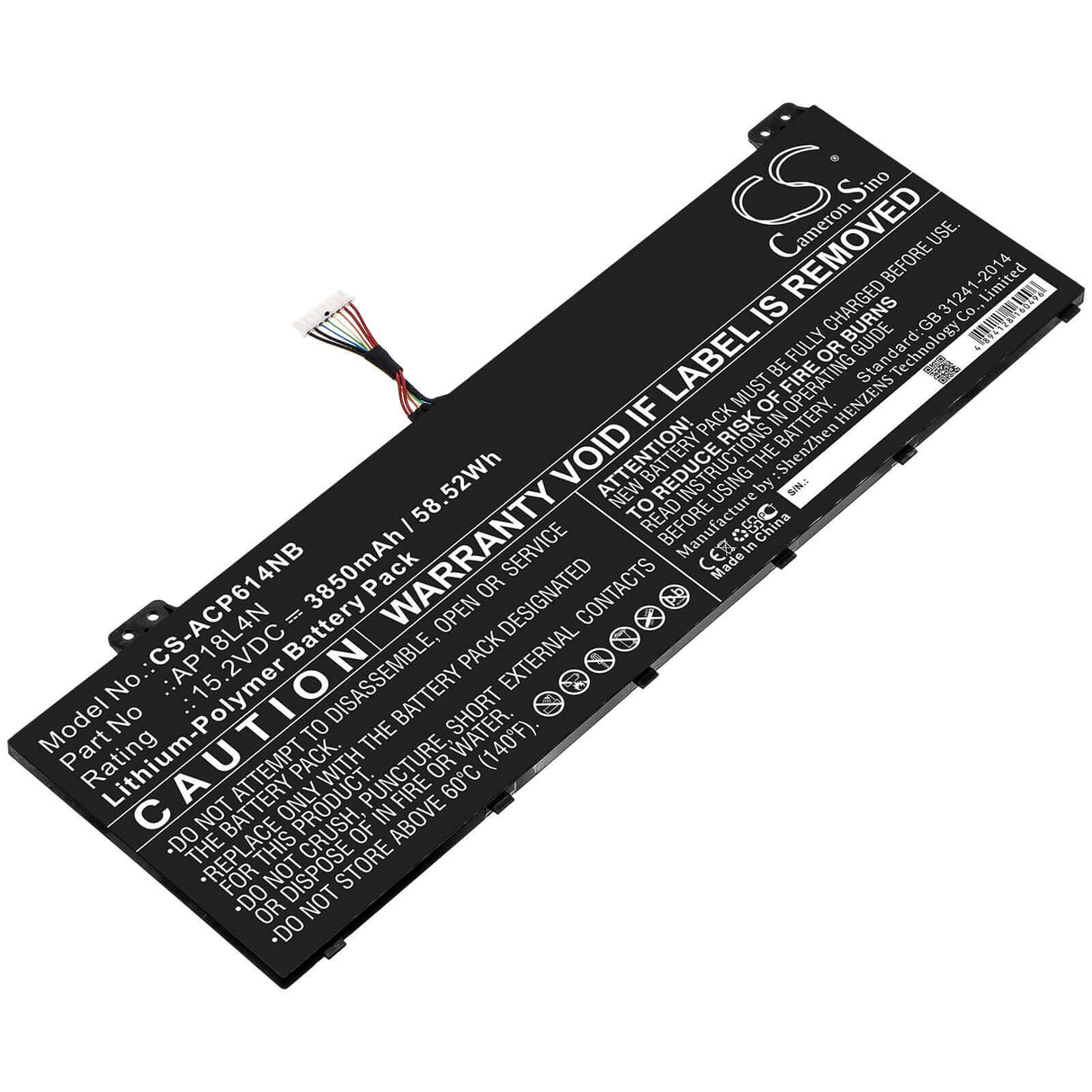 Battery For Acer, Nx.vl2cn.001, Nx.vl2cn.002, Tmp614-51-50aa 15.2v, 3850mah - 58.52wh Batteries for Electronics Cameron Sino Technology Limited   