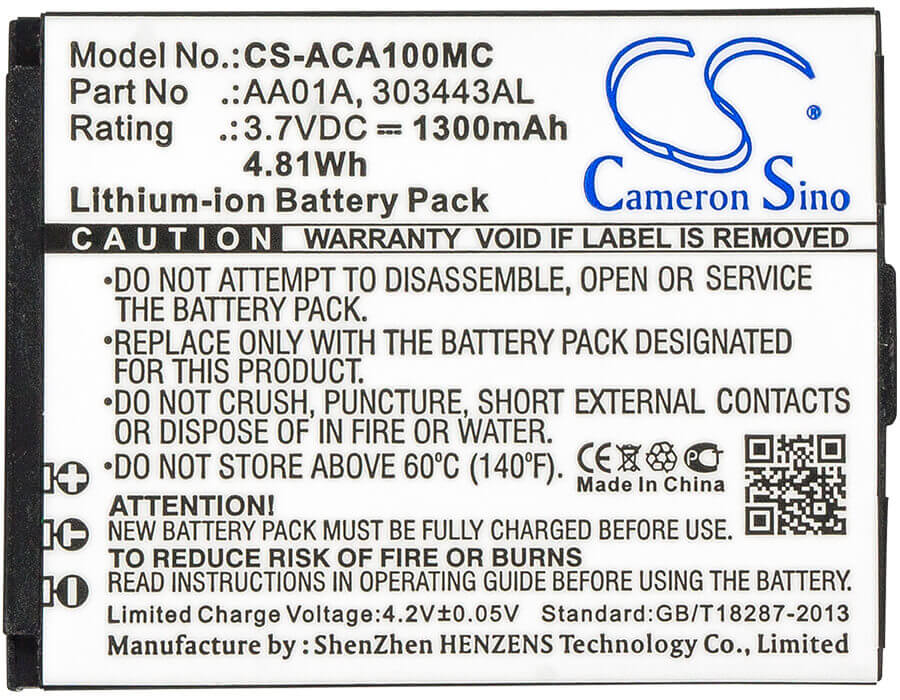 Battery For Activeon, Dka10w-b, Dx, Lka10w-b, Lx 3.7v, 1300mah - 4.81wh Camera Cameron Sino Technology Limited   