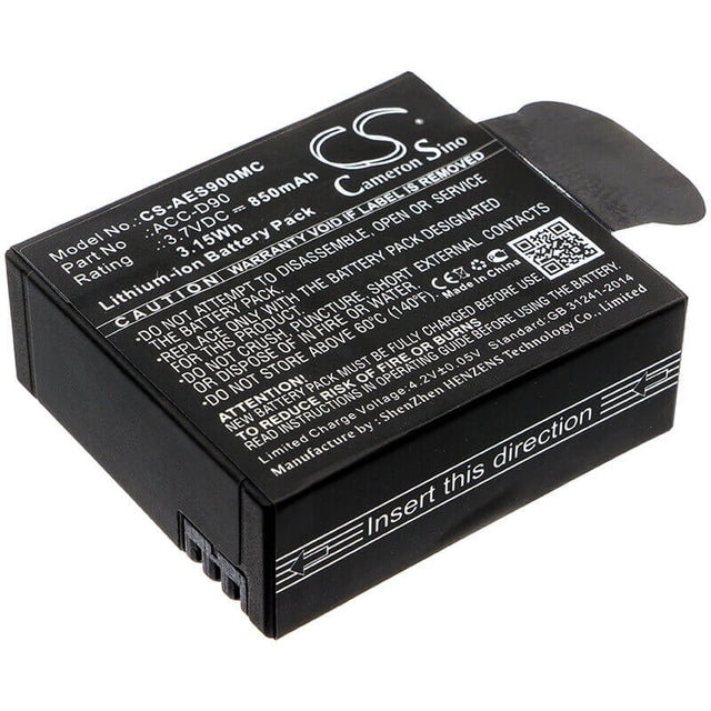 Battery For Aee, D90, Lyfes72 3.7v, 850mah - 3.15wh Camera Cameron Sino Technology Limited   