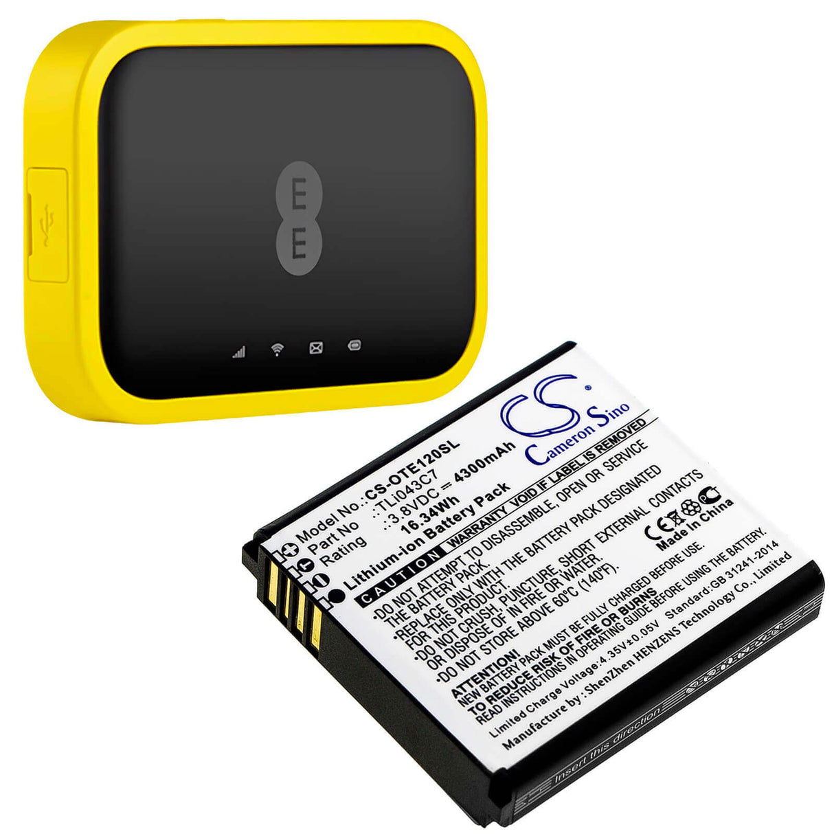 Battery For Alcatel, Ee120 3.8v, 4300mah - 16.34wh Hotspot Cameron Sino Technology Limited   