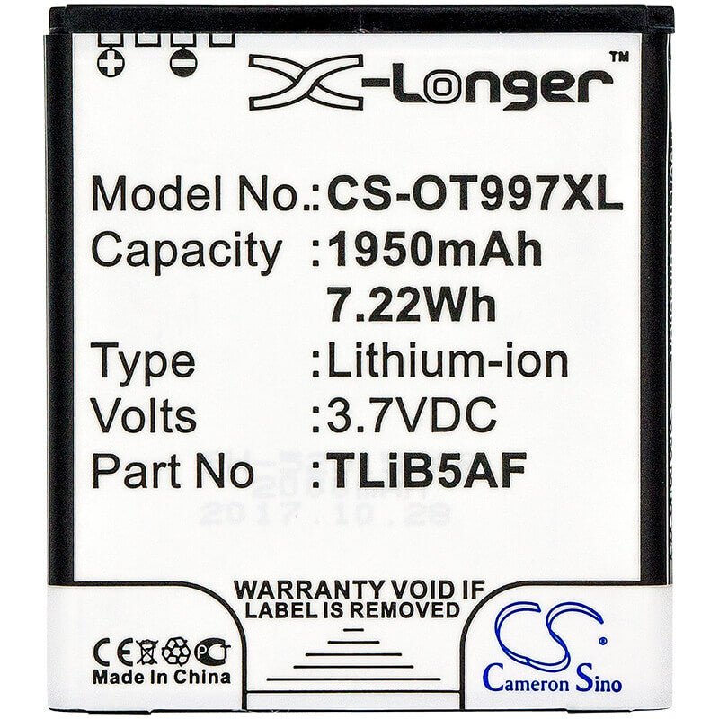 Battery For Alcatel Linkzone Mw41, Mw41tm 4g, Mw41 3.7v, 1950mah - 7.22wh Hotspot Cameron Sino Technology Limited   