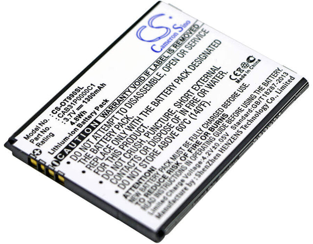 Battery For Alcatel One Touch 990, Ot-990, One Touch 908 3.7v, 1300mah - 4.81wh Mobile, SmartPhone Cameron Sino Technology Limited   