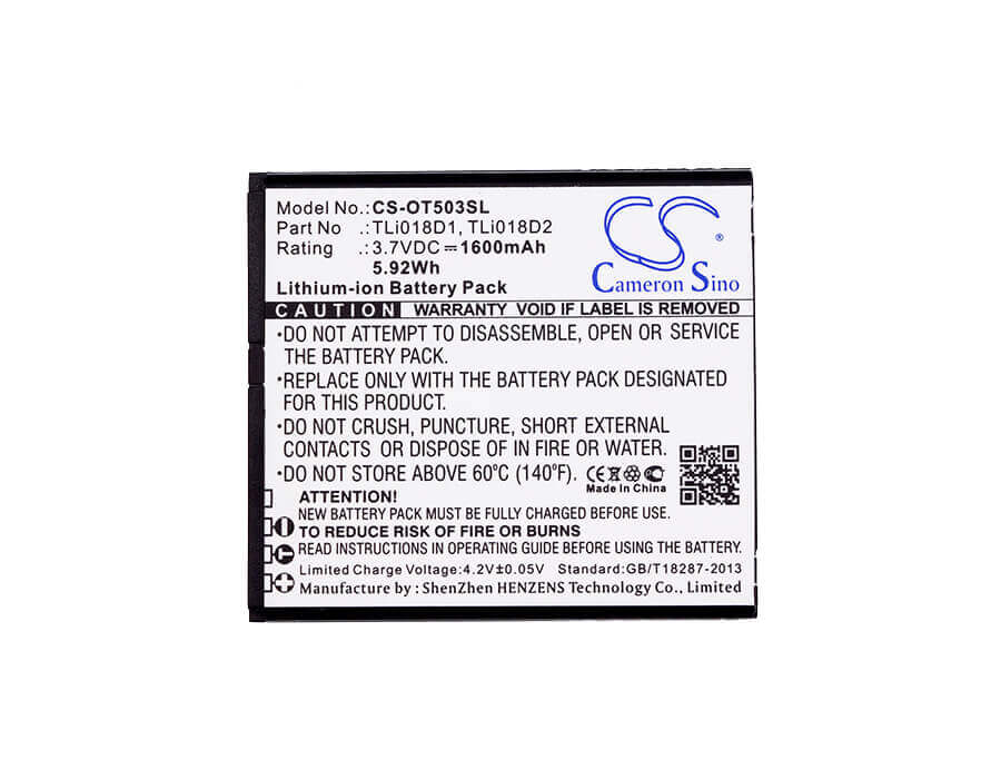 Battery For Alcatel One Touch Link Y858, One Touch Link Y858v 3.7v, 1600mah - 5.92wh Hotspot Cameron Sino Technology Limited   