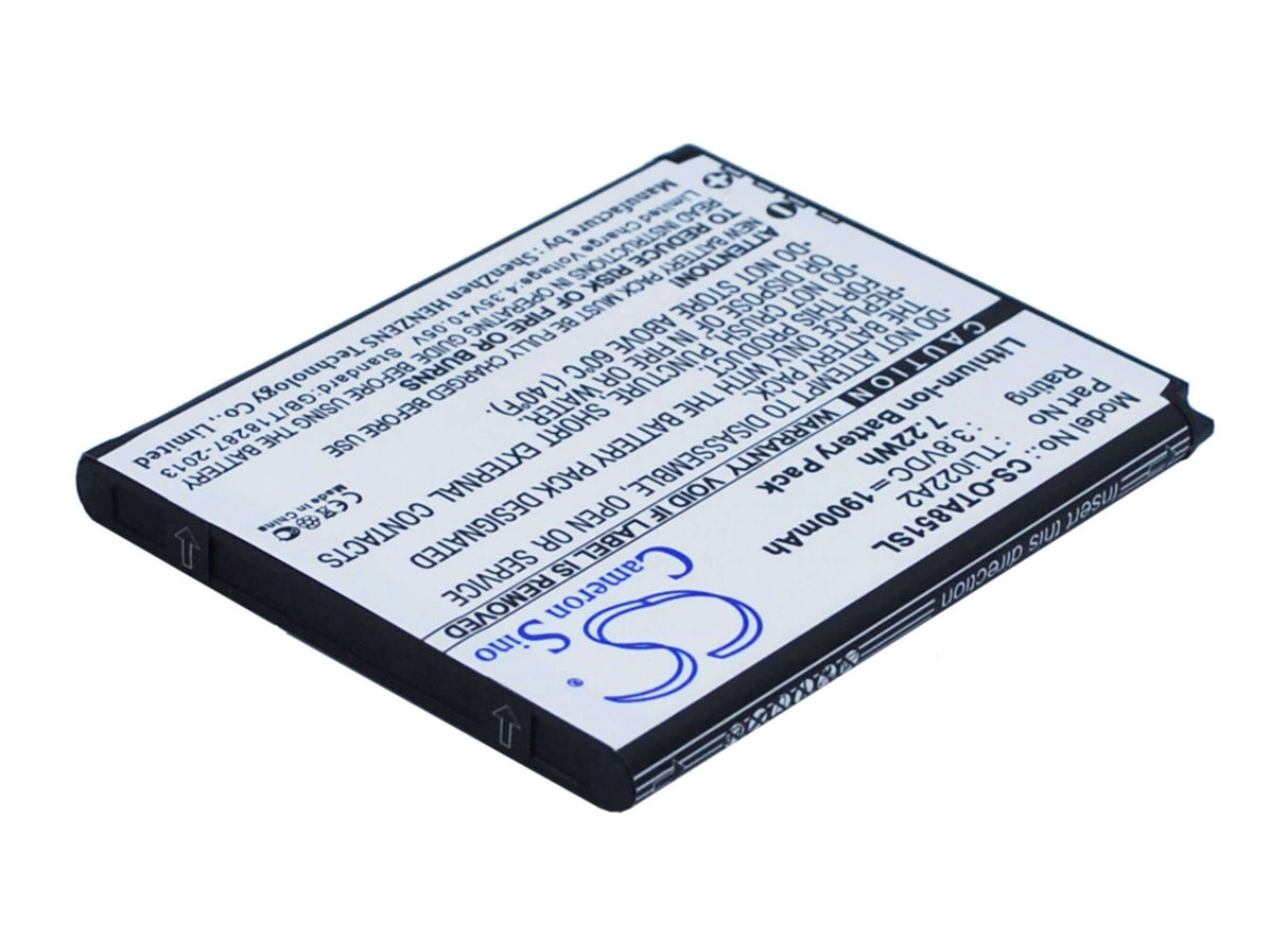 Battery For Alcatel One Touch Sonic, Ot-a851l 3.8v, 1900mah - 7.22wh Mobile, SmartPhone Cameron Sino Technology Limited   