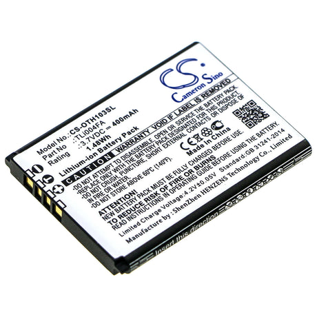 Battery For Alcatel, Onetouch, 1013x, Onetouch 3.7v, 400mah - 1.48wh Mobile, SmartPhone Cameron Sino Technology Limited   