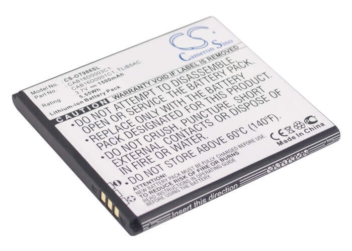 Battery For Alcatel Ot-986, Ak47, One Touch 986 3.7v, 1500mah - 5.55wh Mobile, SmartPhone Cameron Sino Technology Limited   