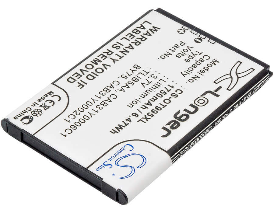 Battery For Alcatel Ot-995, Ot-995 Ultra, One Touch 995 3.7v, 1750mah - 6.48wh Mobile, SmartPhone Cameron Sino Technology Limited   